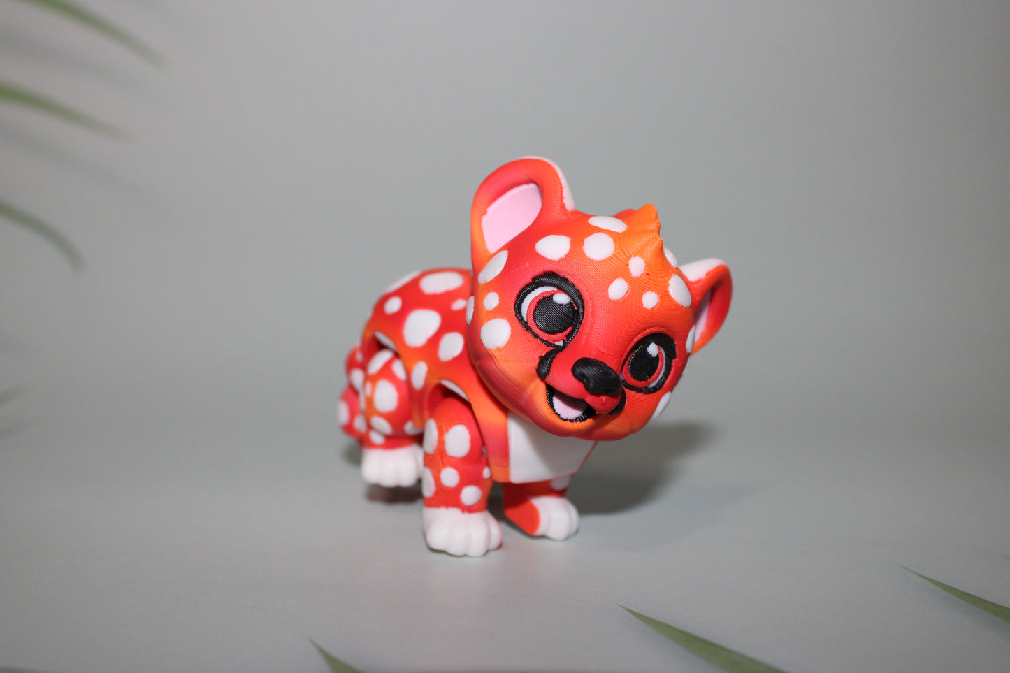 Baby Cheetah 2 inches tall 3D Printed Articulated Flexi Fidget Figurine- Snow Leopard, Rainbow Leopard or Rainbow Pony - Wonderland 3D Printing