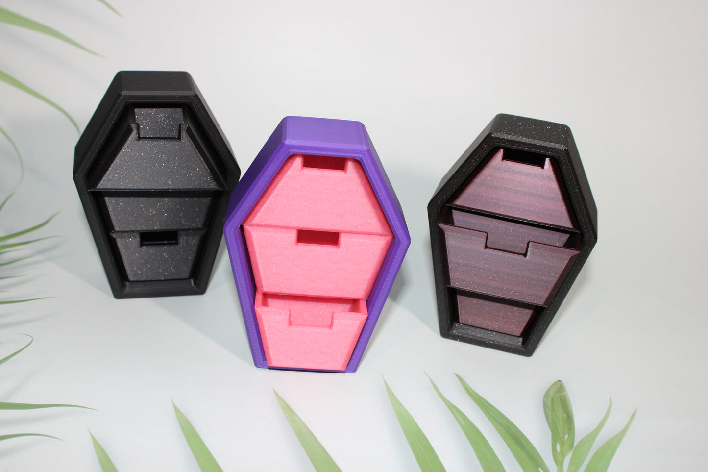 Coffin Caddy:3D Printed Storage Container for Halloween Decor-Comes with 3 randomly chosen minis - Wonderland 3D Printing