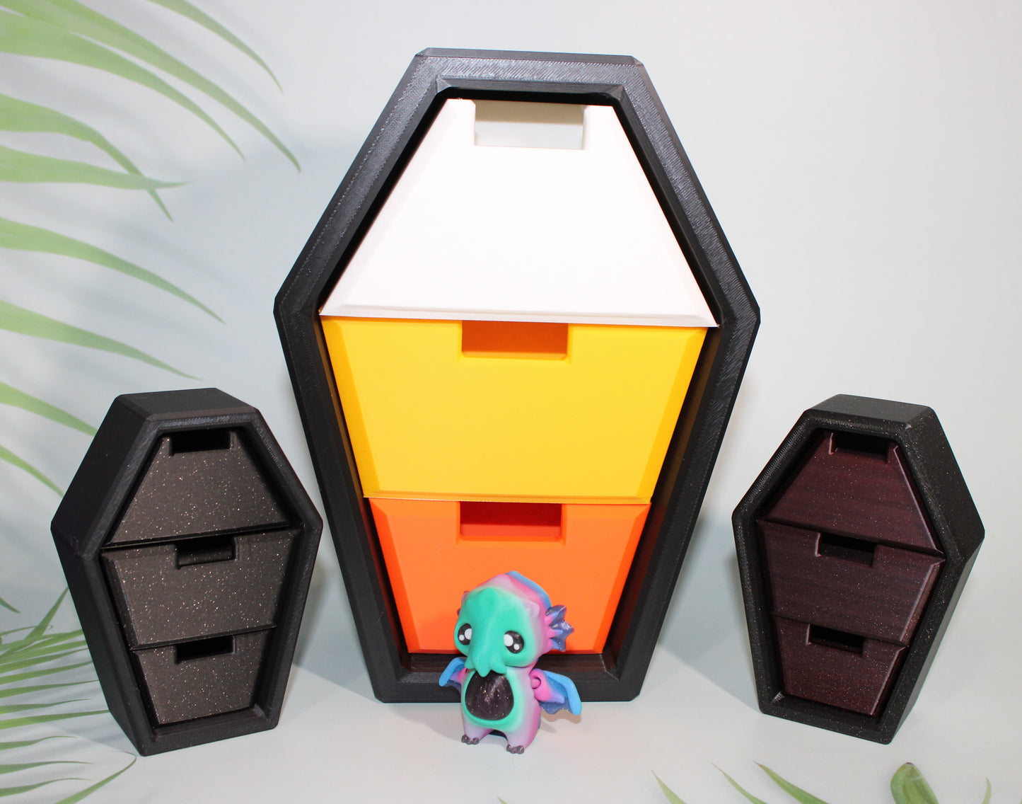 Coffin Caddy:3D Printed Storage Container for Halloween Decor-Comes with 3 randomly chosen minis - Wonderland 3D Printing