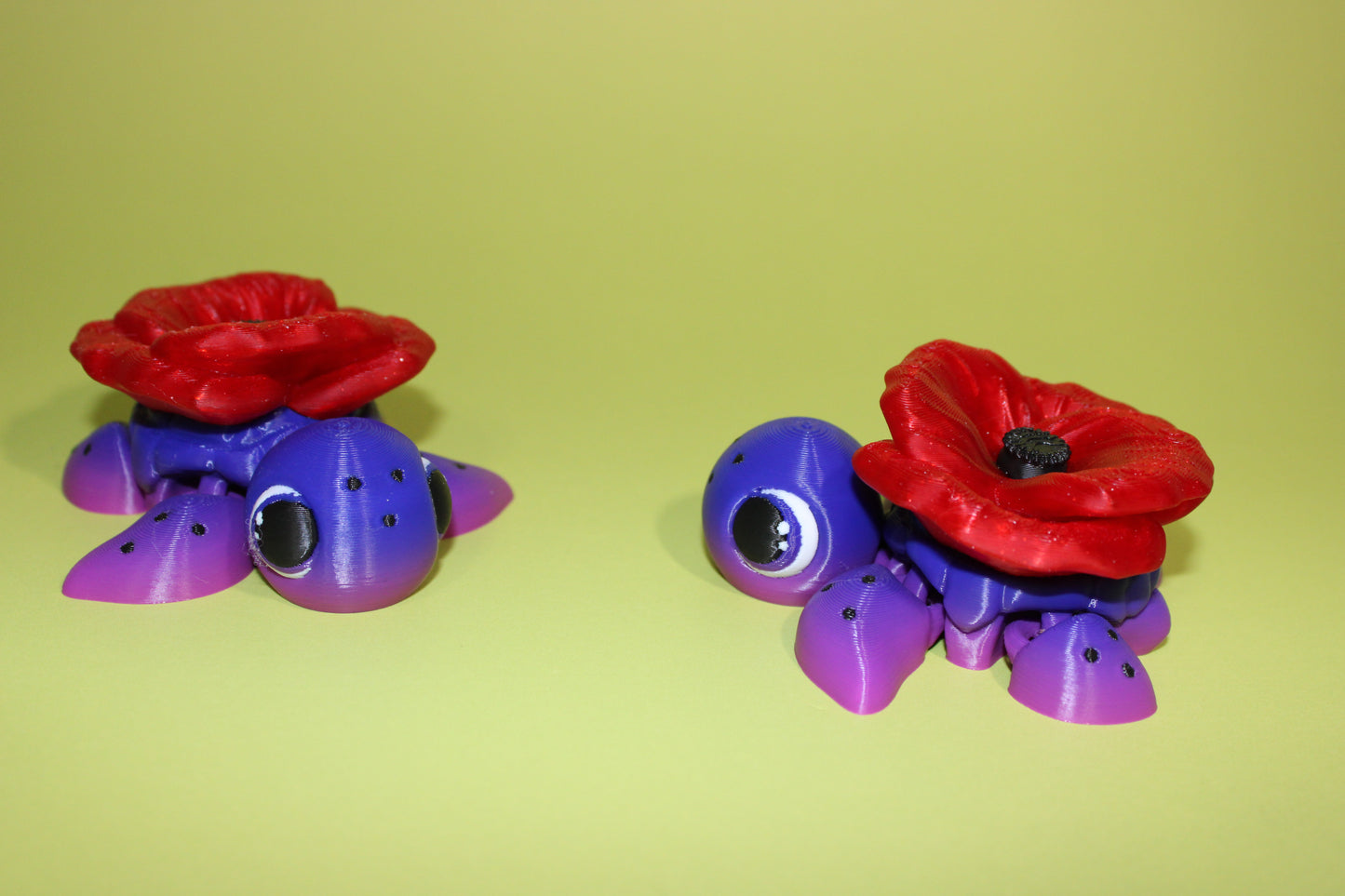 Remembrance Turtle/Poppy Turtle: 3 inches-Full Color 3D Printed Articulated Fidget Toy - Wonderland 3D Printing