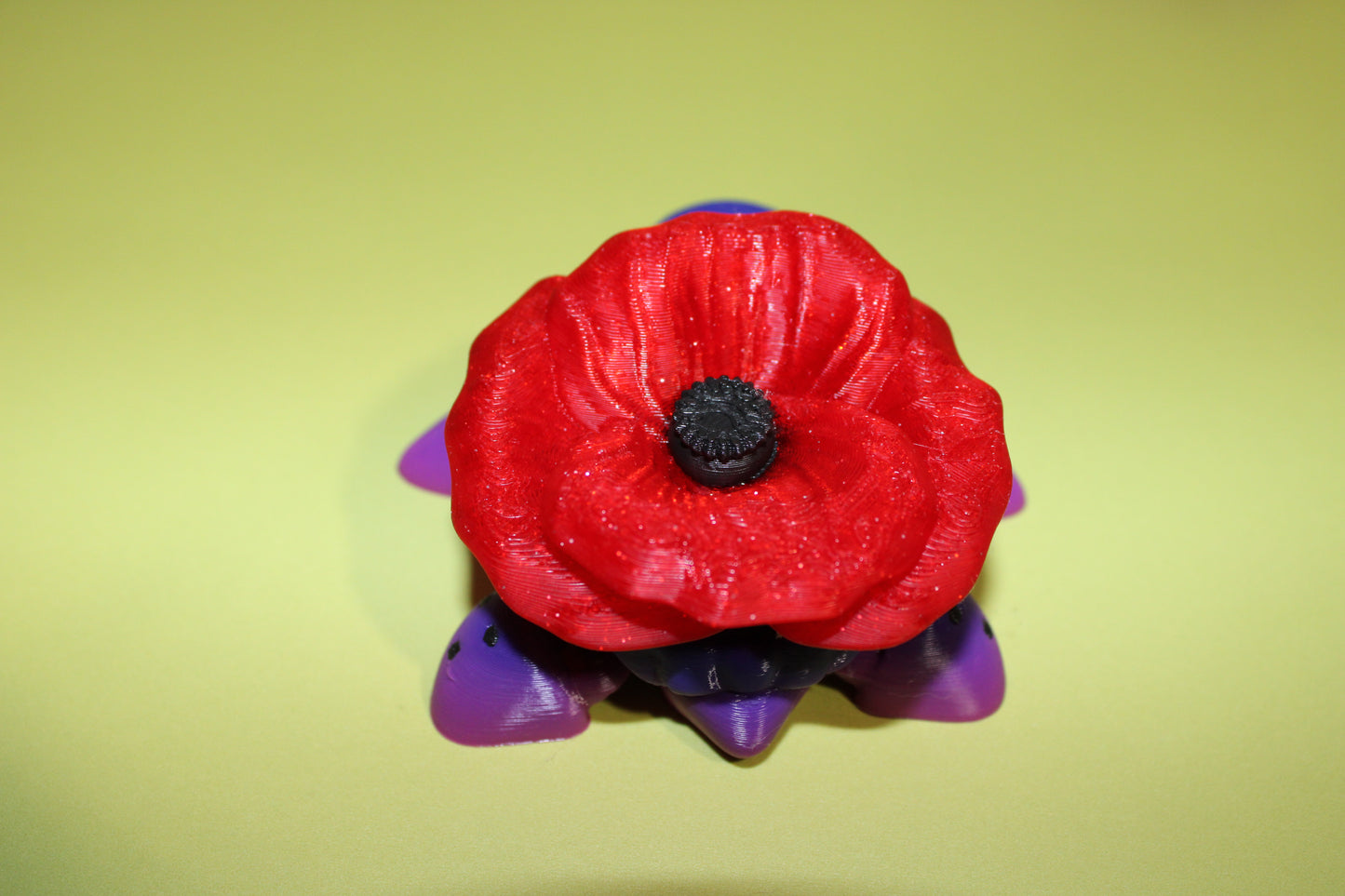 Remembrance Turtle/Poppy Turtle: 3 inches-Full Color 3D Printed Articulated Fidget Toy - Wonderland 3D Printing
