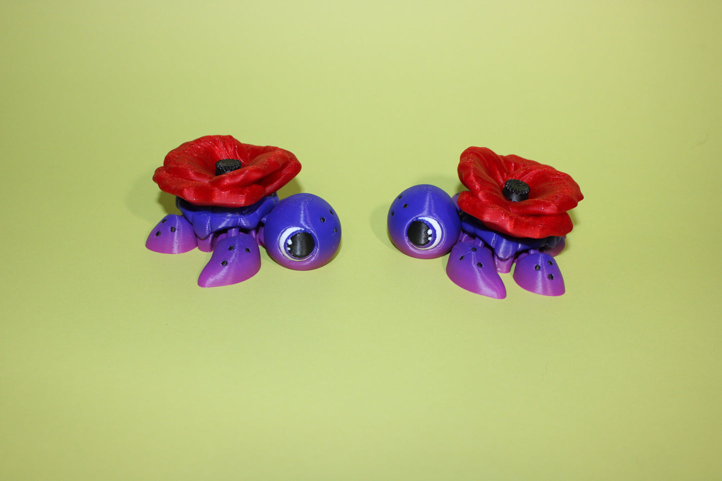 Remembrance Turtle/Poppy Turtle: 3 inches-Full Color 3D Printed Articulated Fidget Toy - Wonderland 3D Printing