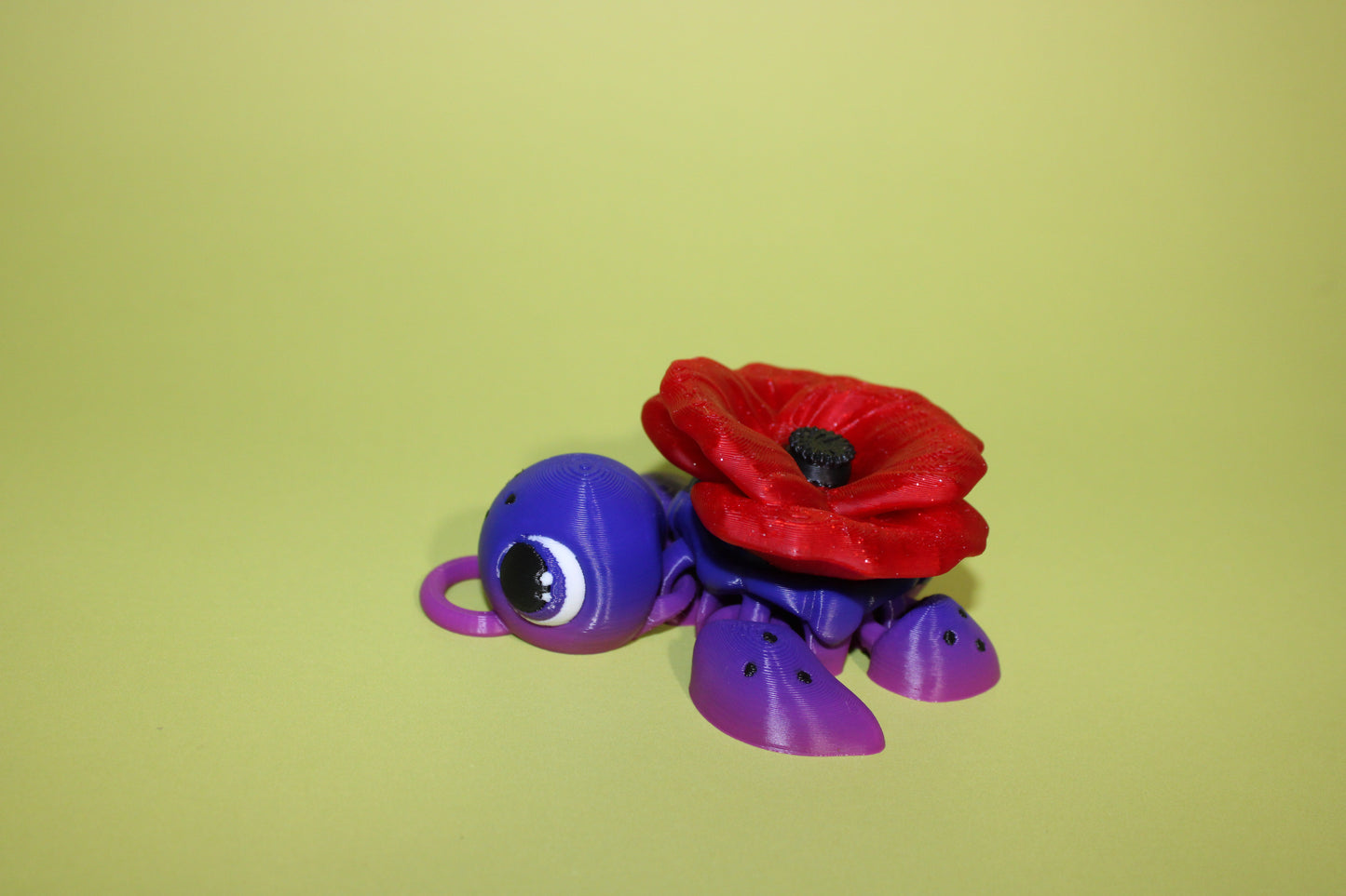 Remembrance Turtle/Poppy Turtle: 3 inches-Full Color 3D Printed Articulated Fidget Toy - Wonderland 3D Printing