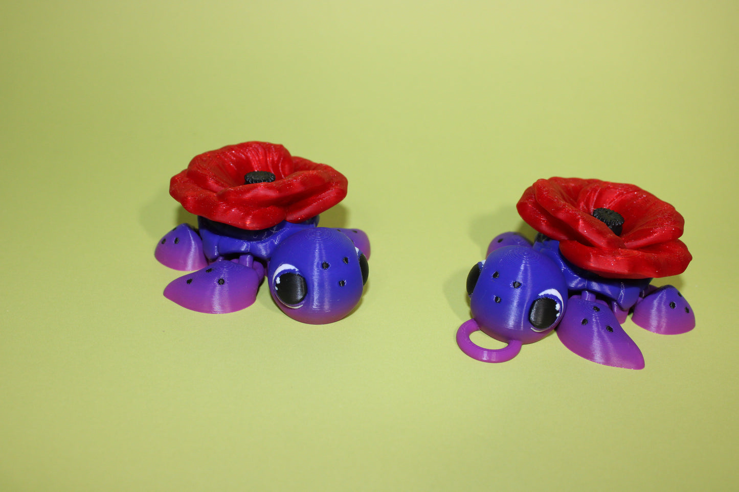 Remembrance Turtle/Poppy Turtle: 3 inches-Full Color 3D Printed Articulated Fidget Toy - Wonderland 3D Printing