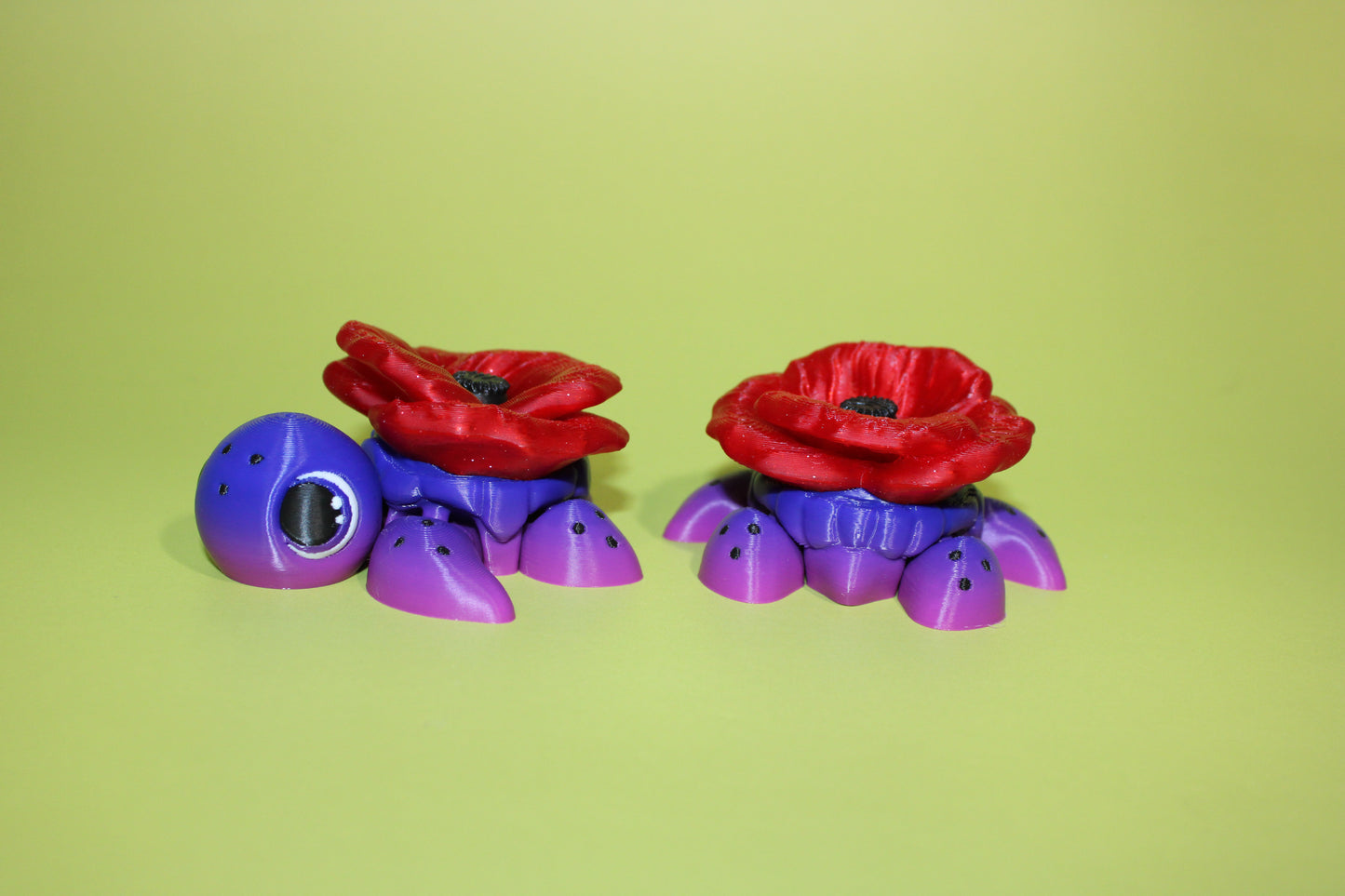 Remembrance Turtle/Poppy Turtle: 3 inches-Full Color 3D Printed Articulated Fidget Toy - Wonderland 3D Printing