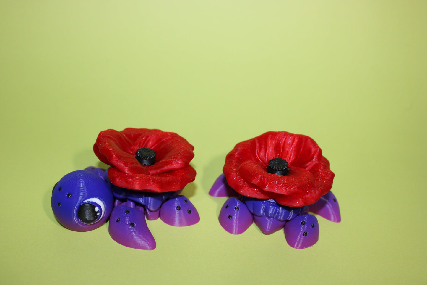 Remembrance Turtle/Poppy Turtle: 3 inches-Full Color 3D Printed Articulated Fidget Toy - Wonderland 3D Printing