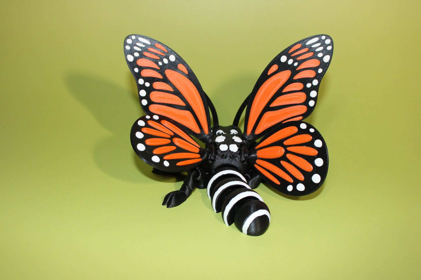 Monarch Butterfly 5 inches Long, 9-inch Wingspan-3D Printed Articulated Flexi Fidget Toy - Wonderland 3D Printing