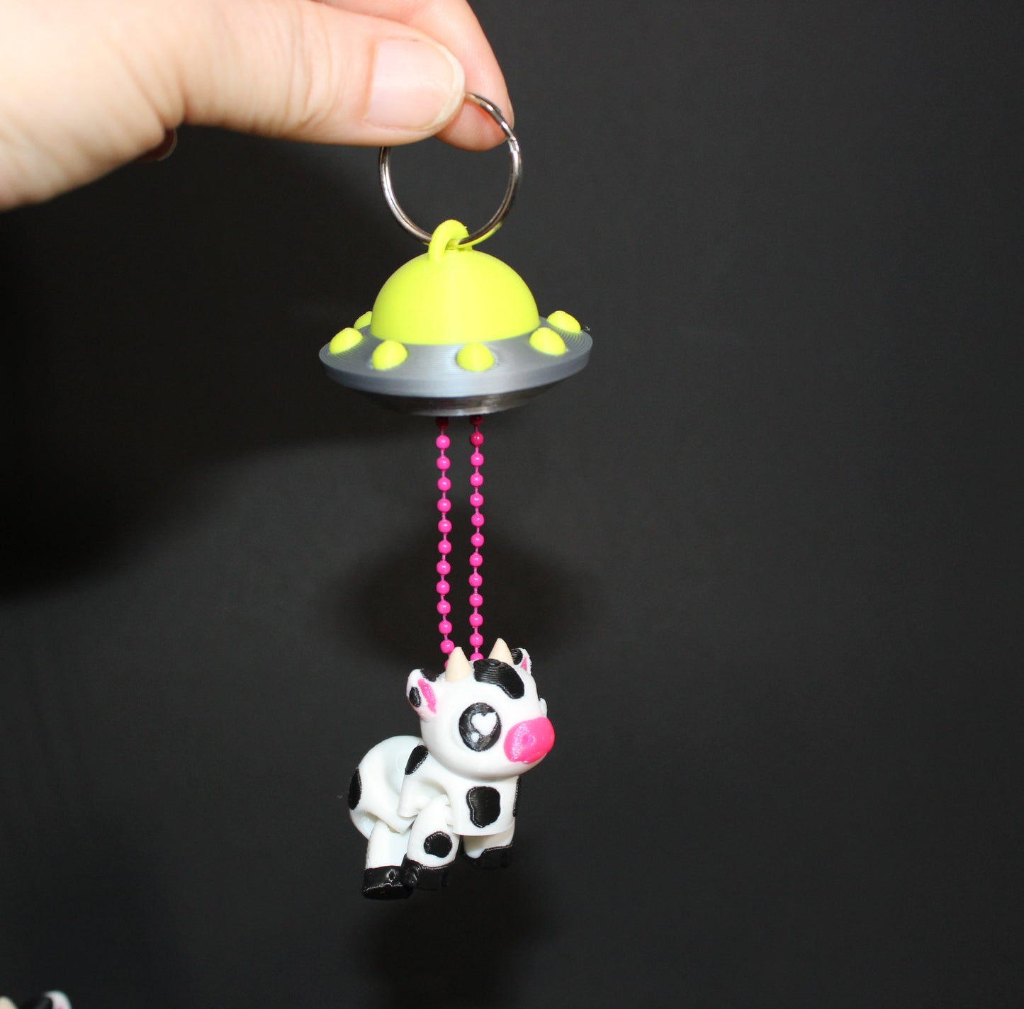 Little Moo with UFO Keychain Options - 3D Printed Articulated Fidget Toy