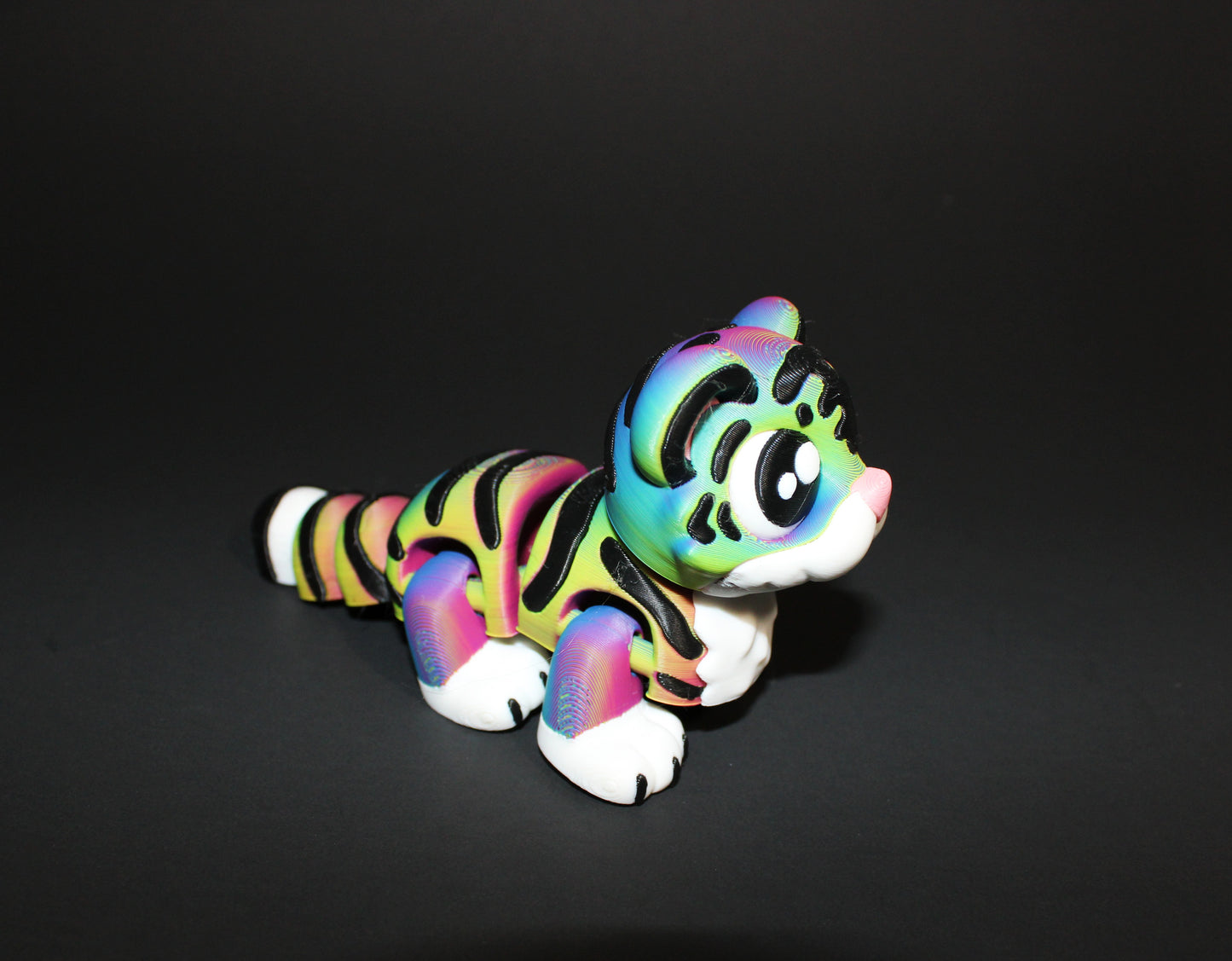 Flexi Circus Tiger 2.75 tall x 5 inches long with Prop Options: 3D Printed Fidget Toy - Wonderland 3D Printing