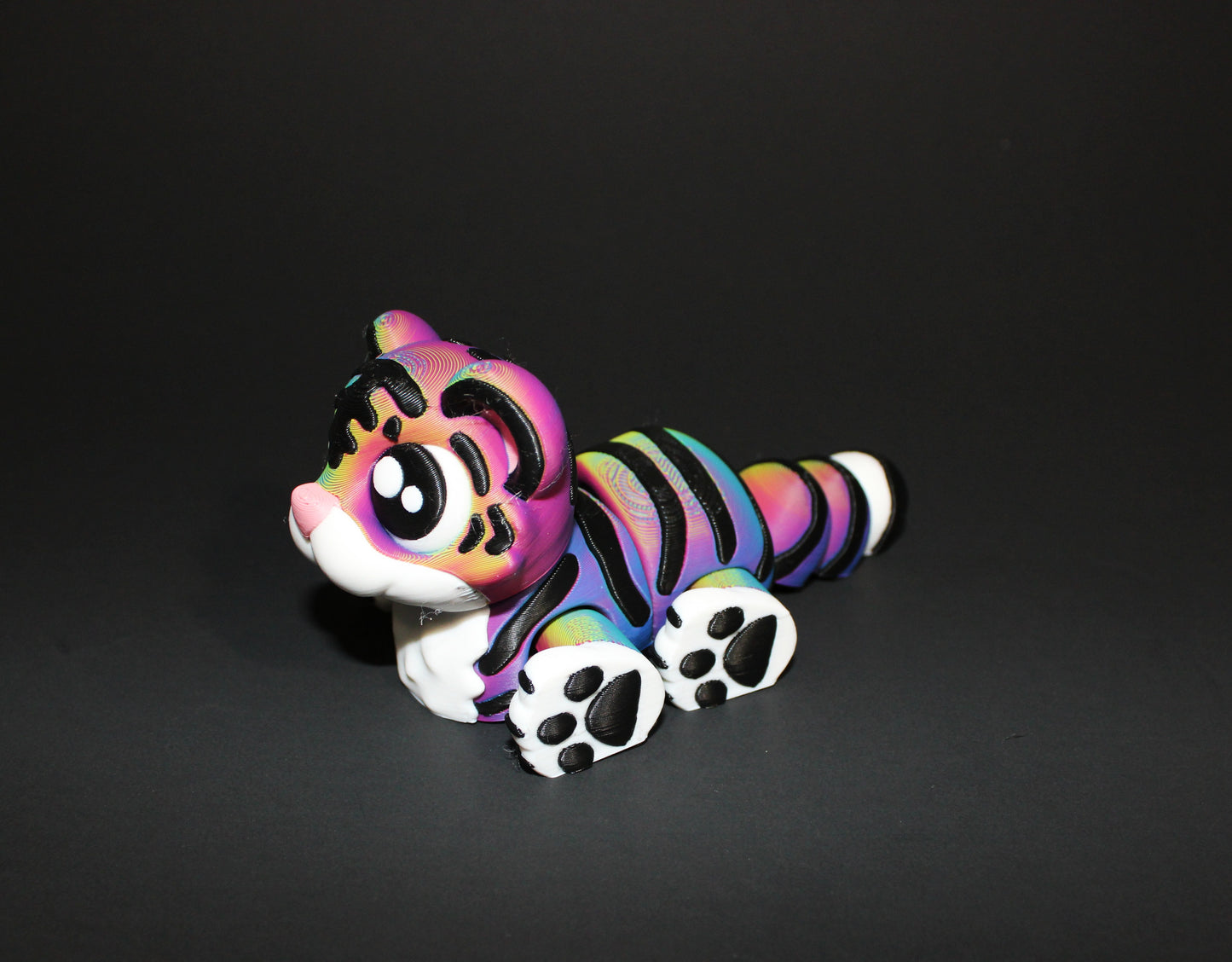 Flexi Circus Tiger 2.75 tall x 5 inches long with Prop Options: 3D Printed Fidget Toy - Wonderland 3D Printing