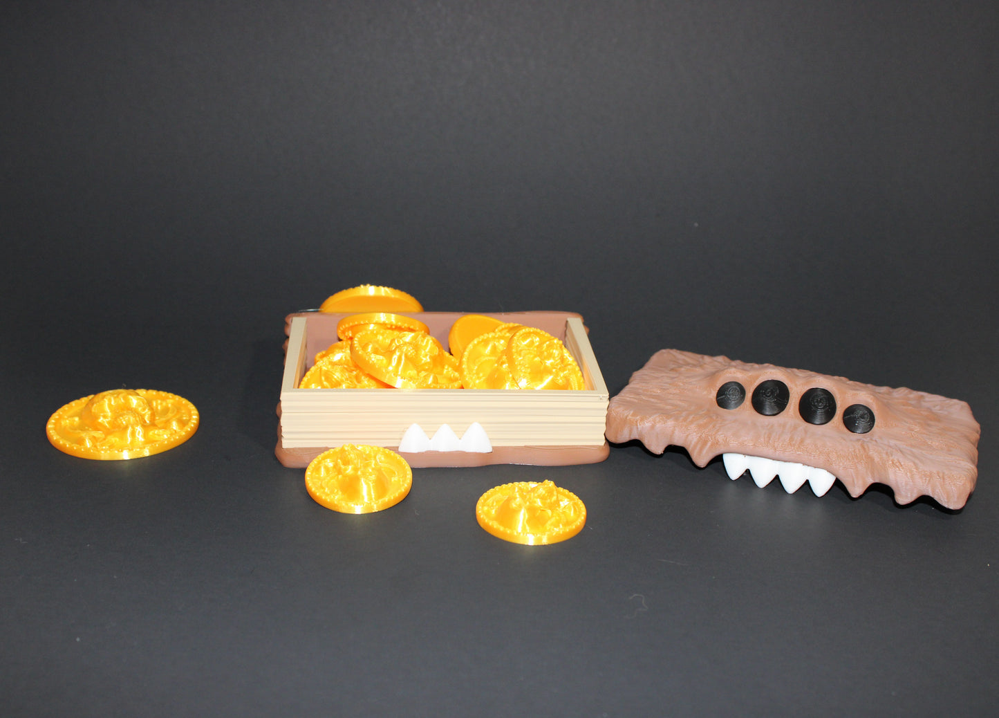 Monster Container Box, includes 4 Coins: 3D Printed Fidget Toy