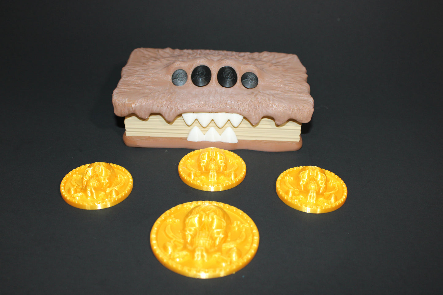 Monster Container Box, includes 4 Coins: 3D Printed Fidget Toy