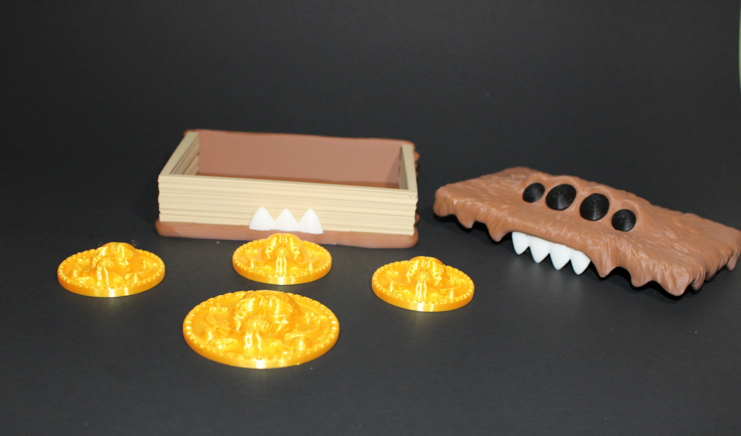 Monster Container Box, includes 4 Coins: 3D Printed Fidget Toy