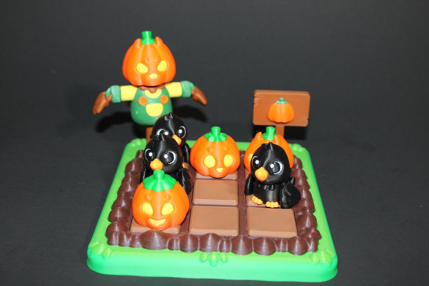 Flexi Crow and Tic Tac Toe Pumpkin Patch with Pumpkin Clickers Options-3D Printed Articulated Flexi Figurine - Wonderland 3D Printing