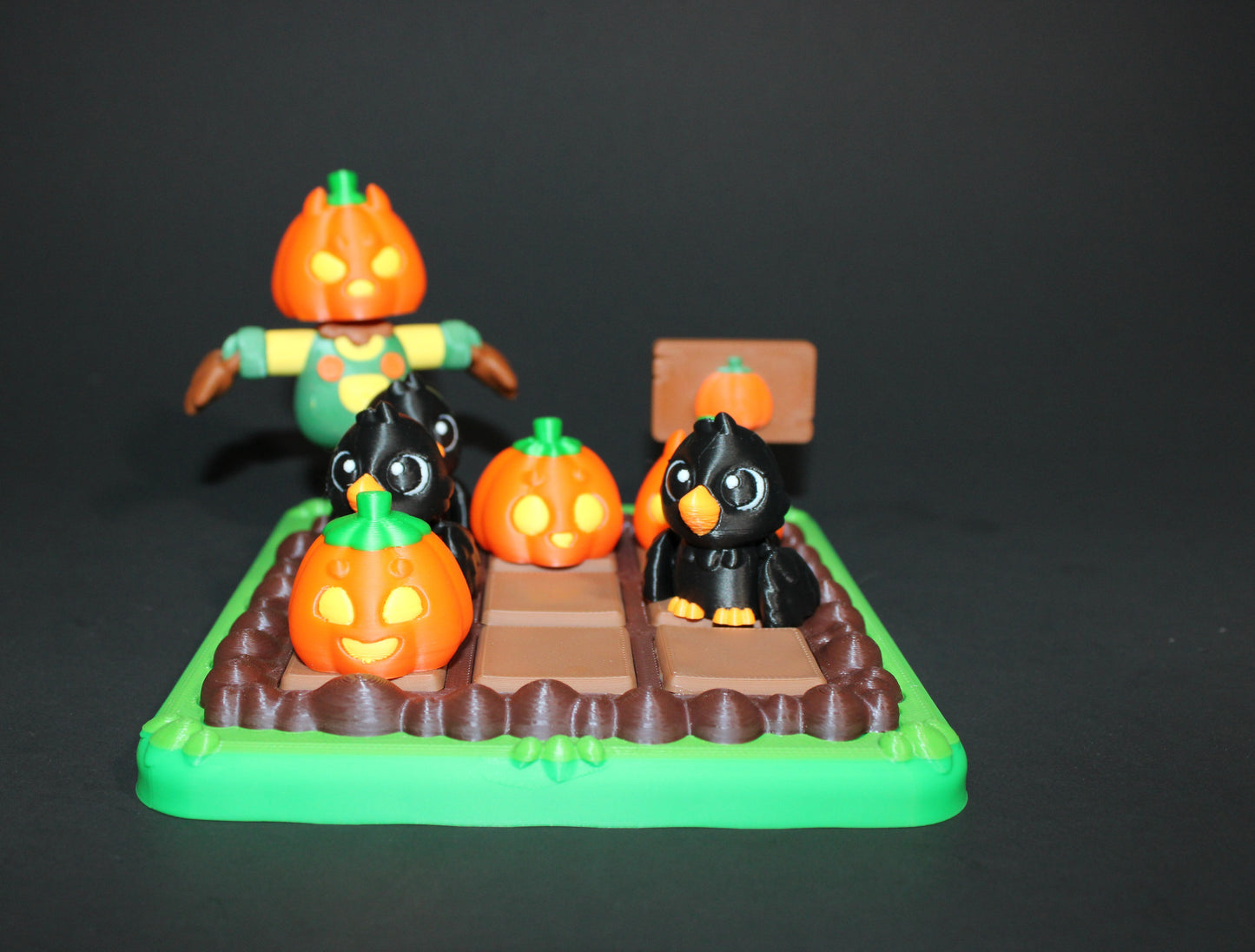 Flexi Crow and Tic Tac Toe Pumpkin Patch with Pumpkin Clickers Options-3D Printed Articulated Flexi Figurine - Wonderland 3D Printing