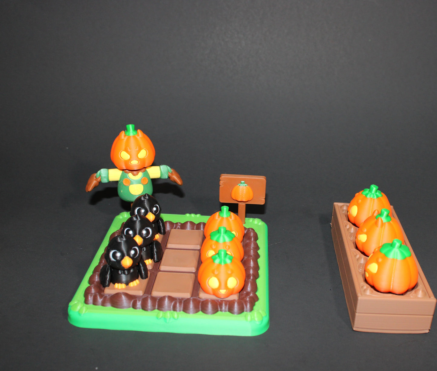 Flexi Crow and Tic Tac Toe Pumpkin Patch with Pumpkin Clickers Options-3D Printed Articulated Flexi Figurine - Wonderland 3D Printing