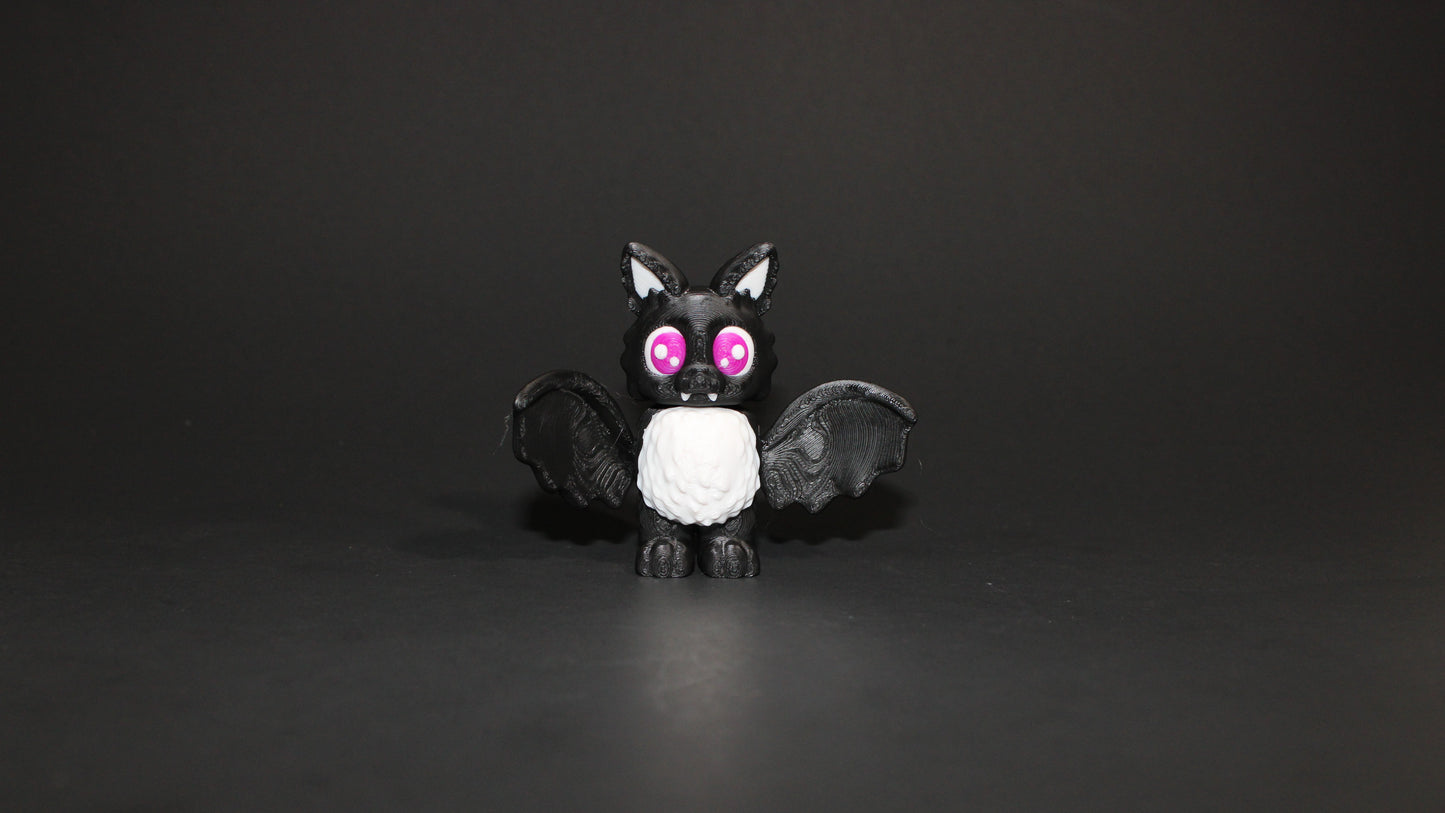 Floofy Kawaii Bat 3 inches tall- 3D Printed Articulated Flexi Fidget toy - Wonderland 3D Printing