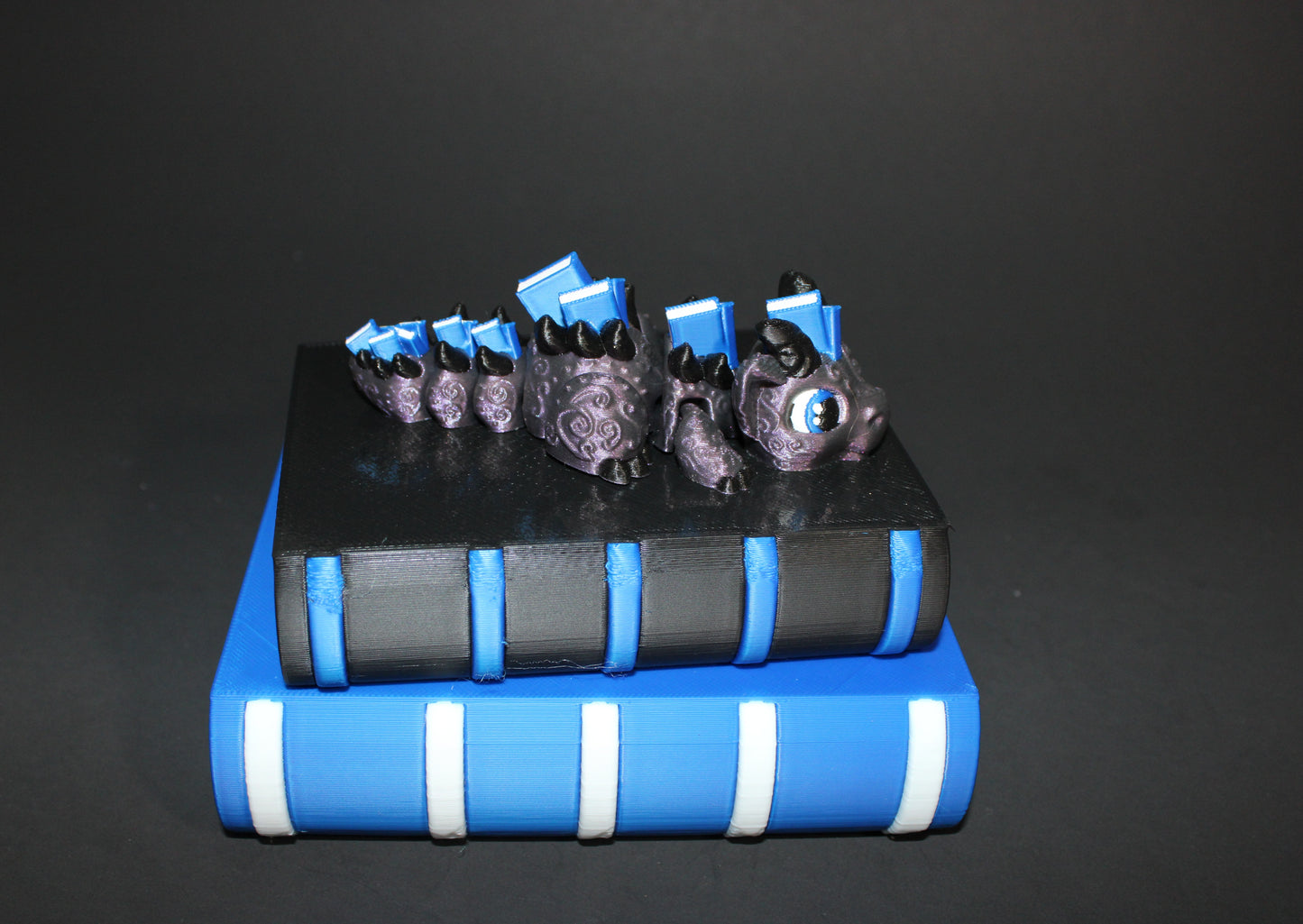 Book Dragon: 4 inches with Book Container Options- Full Color 3D Printed Articulated Fidget Toy - Wonderland 3D Printing