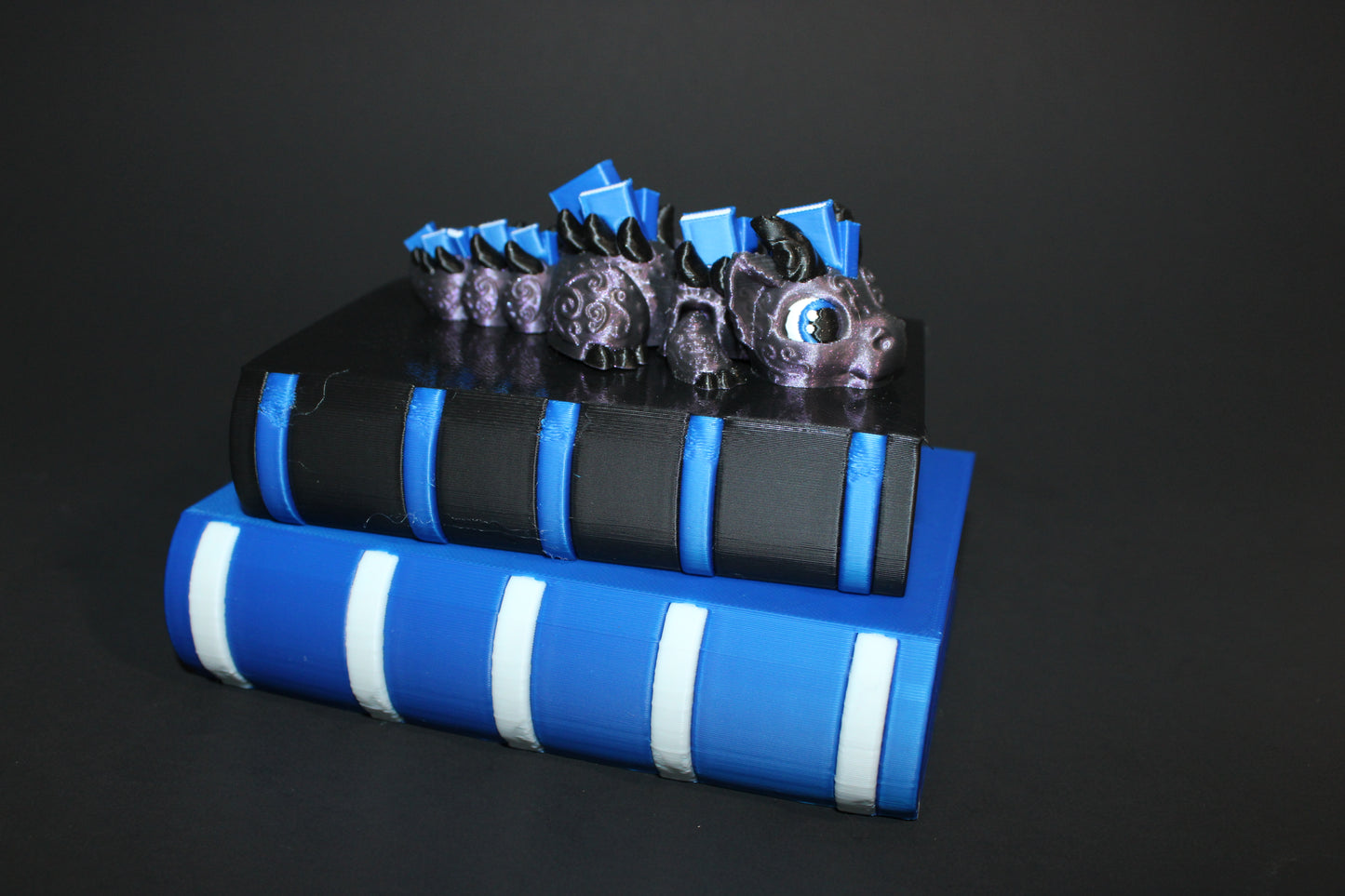 Book Dragon: 4 inches with Book Container Options- Full Color 3D Printed Articulated Fidget Toy - Wonderland 3D Printing
