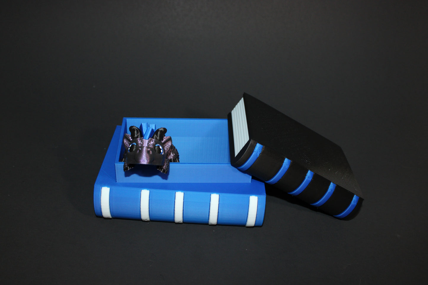 Book Dragon: 4 inches with Book Container Options- Full Color 3D Printed Articulated Fidget Toy - Wonderland 3D Printing