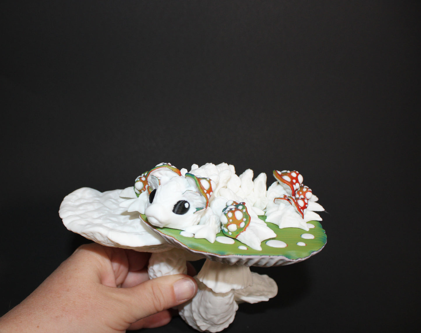 Mini Mushroom Dragon with Mushroom Shelf Options-3D Printed Articulated Fidget Toy