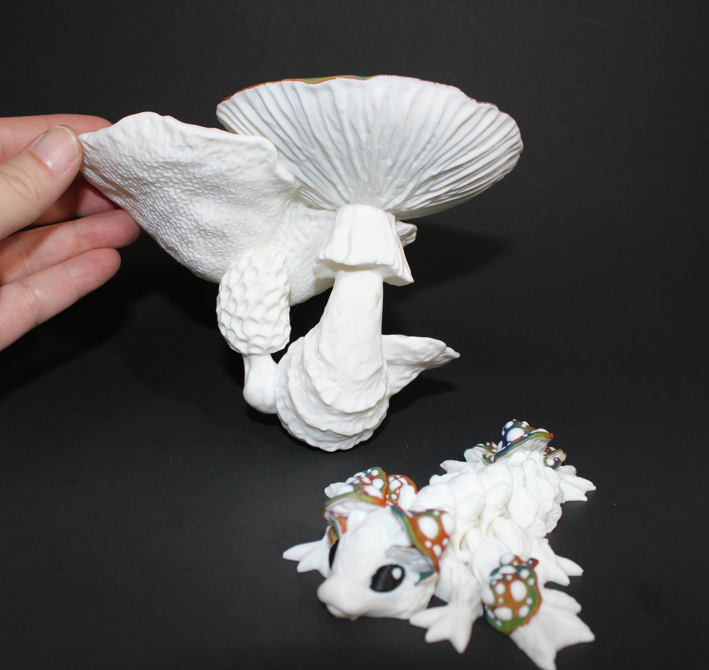 Mini Mushroom Dragon with Mushroom Shelf Options-3D Printed Articulated Fidget Toy
