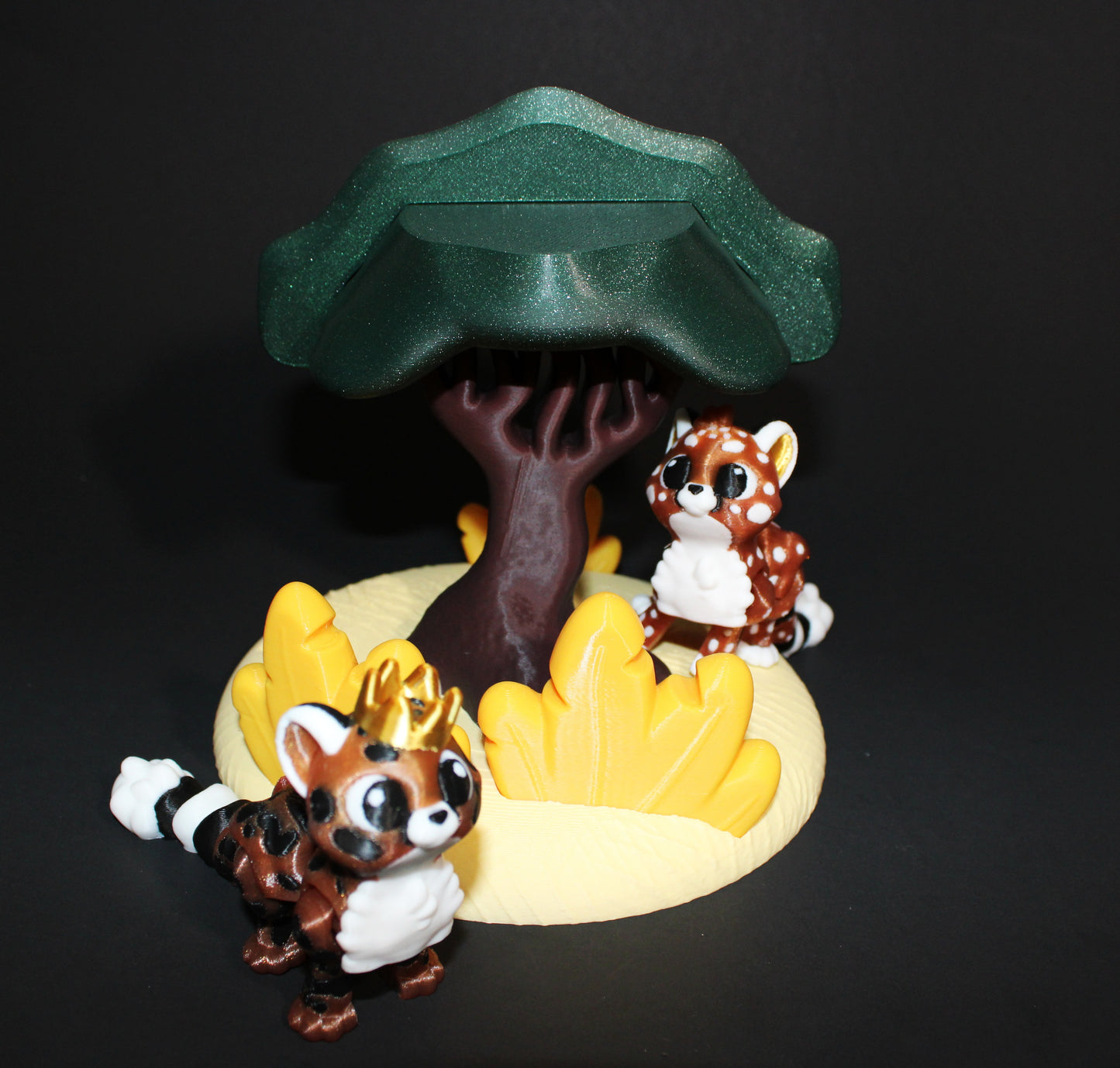 2 Cheetahs with Acacia Tree-Articulated Flexi Fidget Full Color 3D Printed Toy-3 inches tall - Wonderland 3D Printing