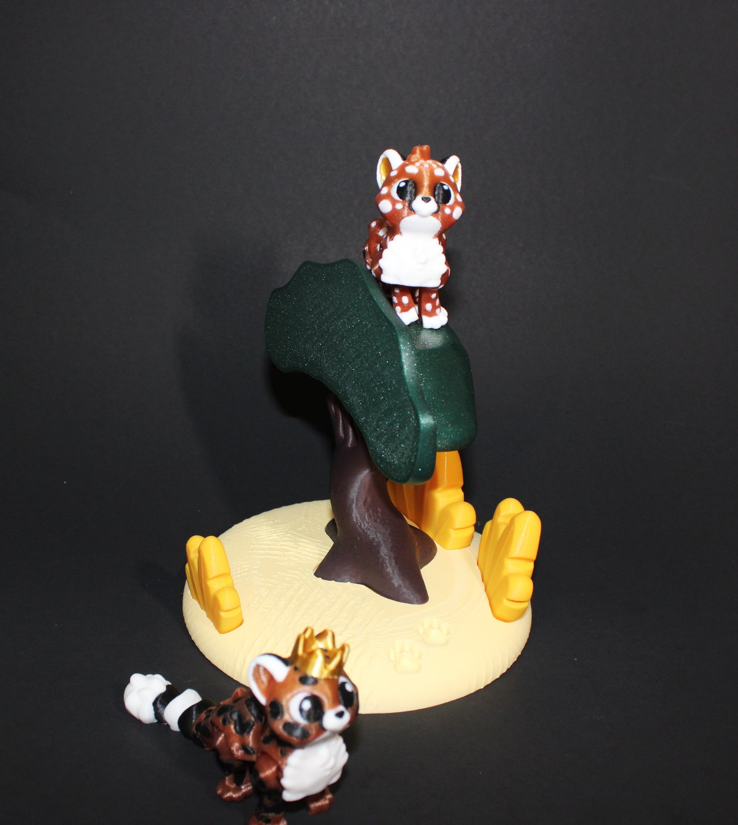 2 Cheetahs with Acacia Tree-Articulated Flexi Fidget Full Color 3D Printed Toy-3 inches tall - Wonderland 3D Printing