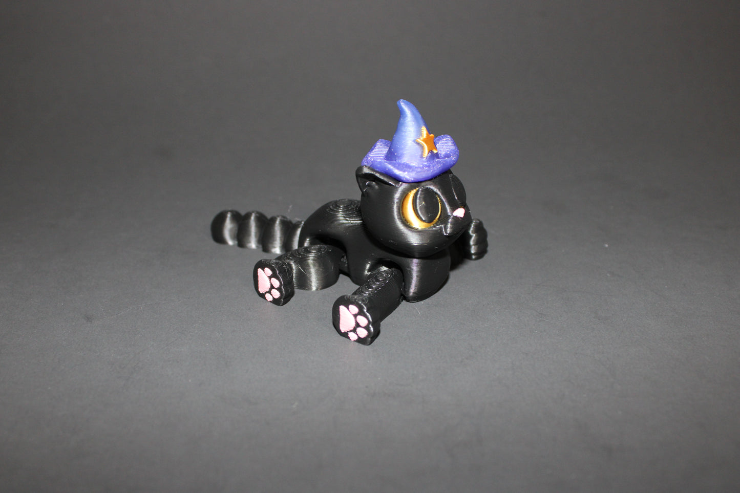 Witch Kitty 3.5 inches Tall-Flexi Fidget 3D Printed Figurine - Wonderland 3D Printing