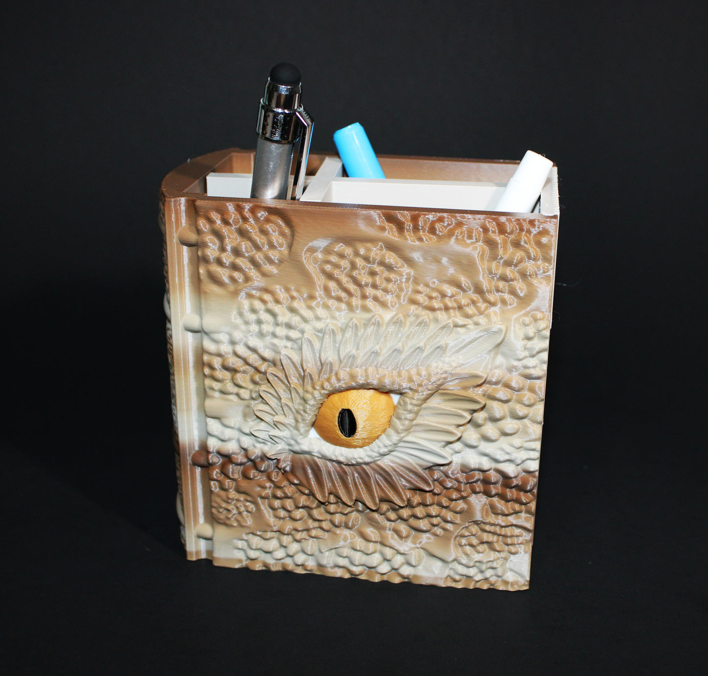 Dragon Book Container-4.5 inches tall by 4.5 inches Wide-Full Color 3D Printed Organizer - Wonderland 3D Printing