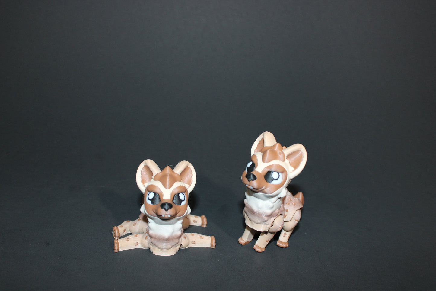 2 Hyenas with Cliff -Articulated Flexi Fidget Full Color 3D Printed Toy-2.5 inches tall - Wonderland 3D Printing