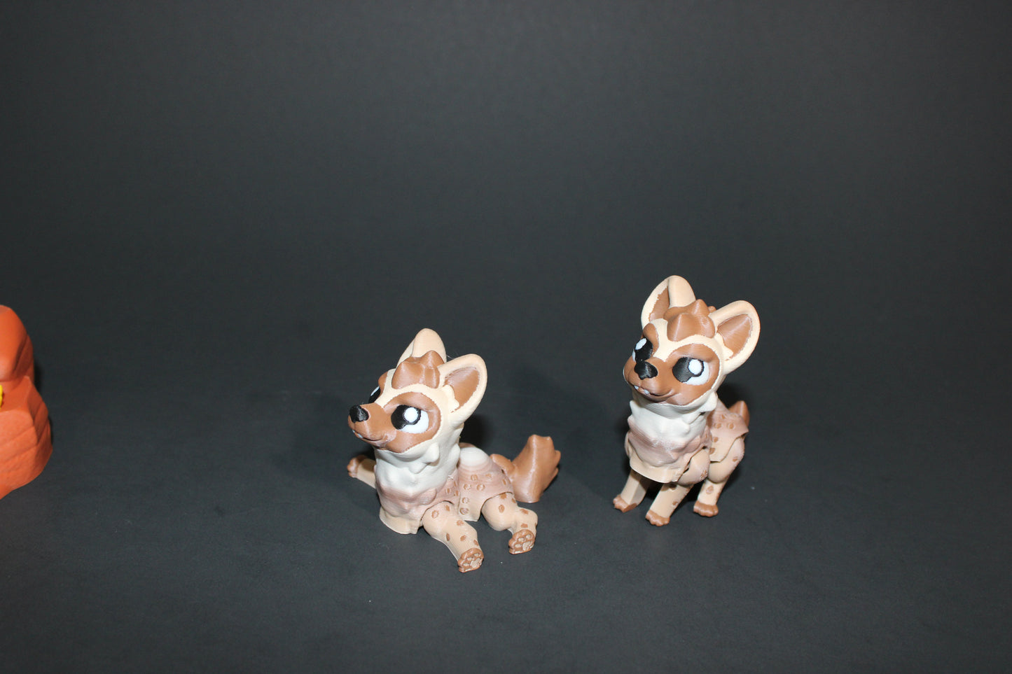 2 Hyenas with Cliff -Articulated Flexi Fidget Full Color 3D Printed Toy-2.5 inches tall - Wonderland 3D Printing