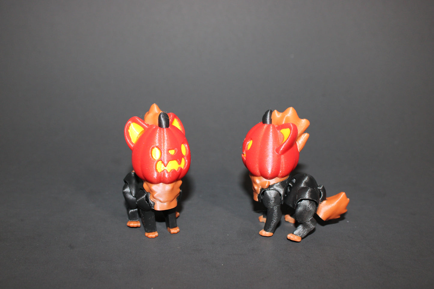 2 Pumpkin Howlers-Articulated Flexi Fidget Full Color 3D Printed Toy-2.5 inches tall - Wonderland 3D Printing