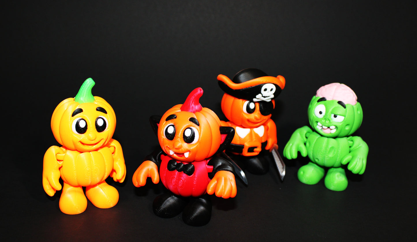 Flexi Pumpkins 3.5 inches Tall-3D Printed Articulated Flexi Fidget Toy - Wonderland 3D Printing