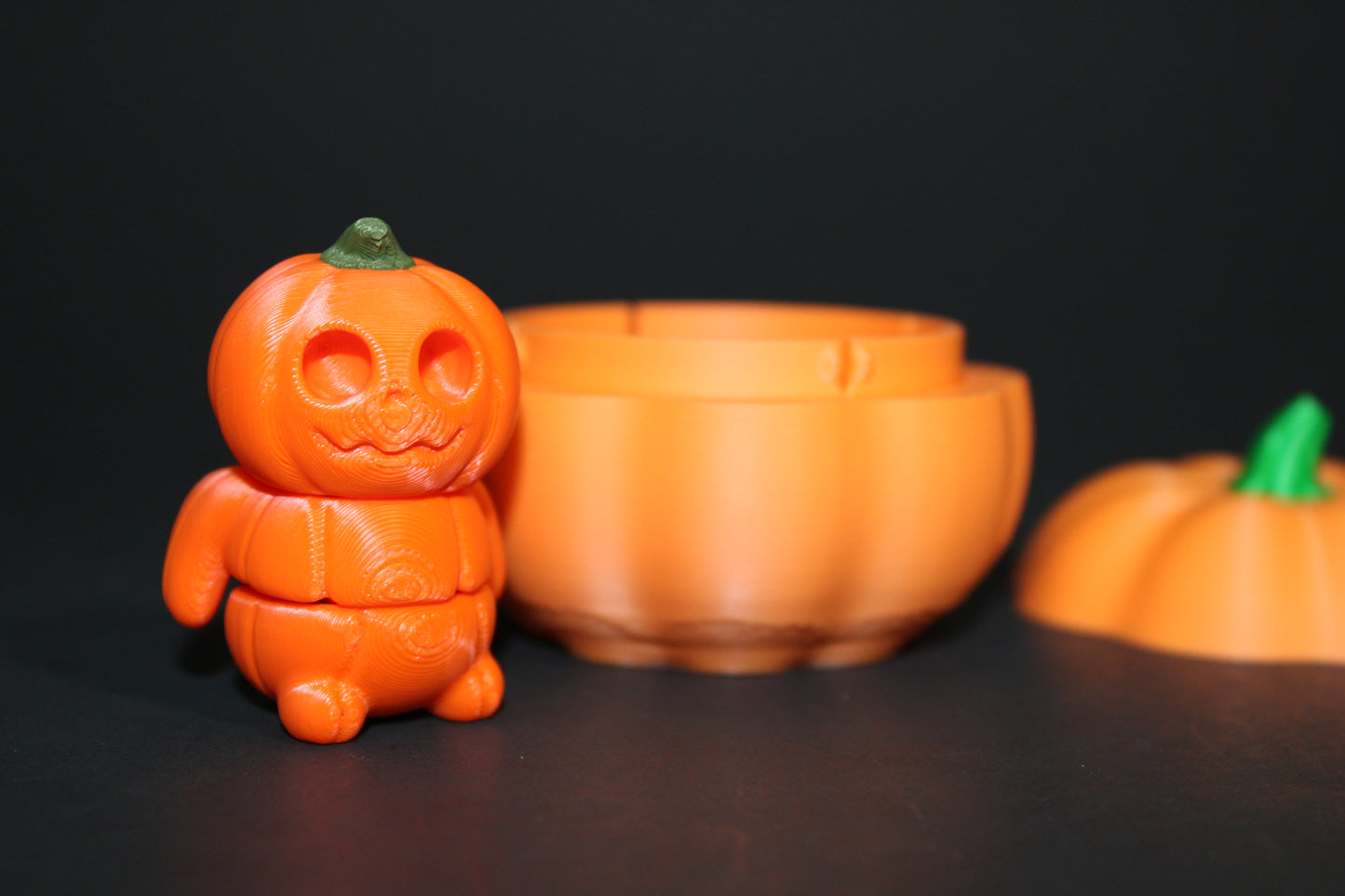 Pumpkin Mini with Pumpkin Container 2.5 inches tall-3D Printed Articulated Fidget Toys - Wonderland 3D Printing
