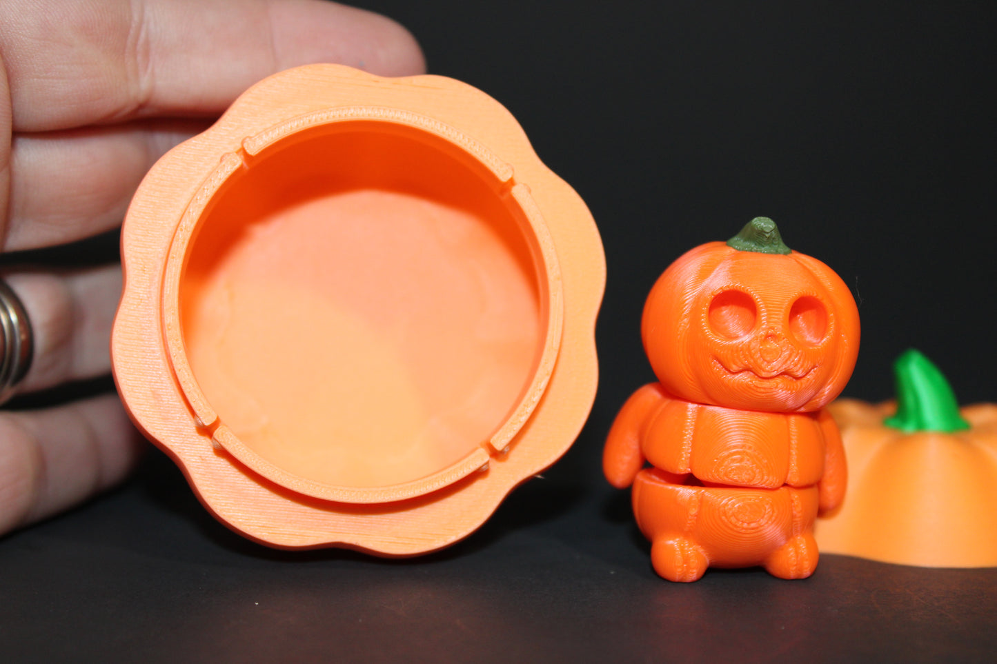 Pumpkin Mini with Pumpkin Container 2.5 inches tall-3D Printed Articulated Fidget Toys - Wonderland 3D Printing