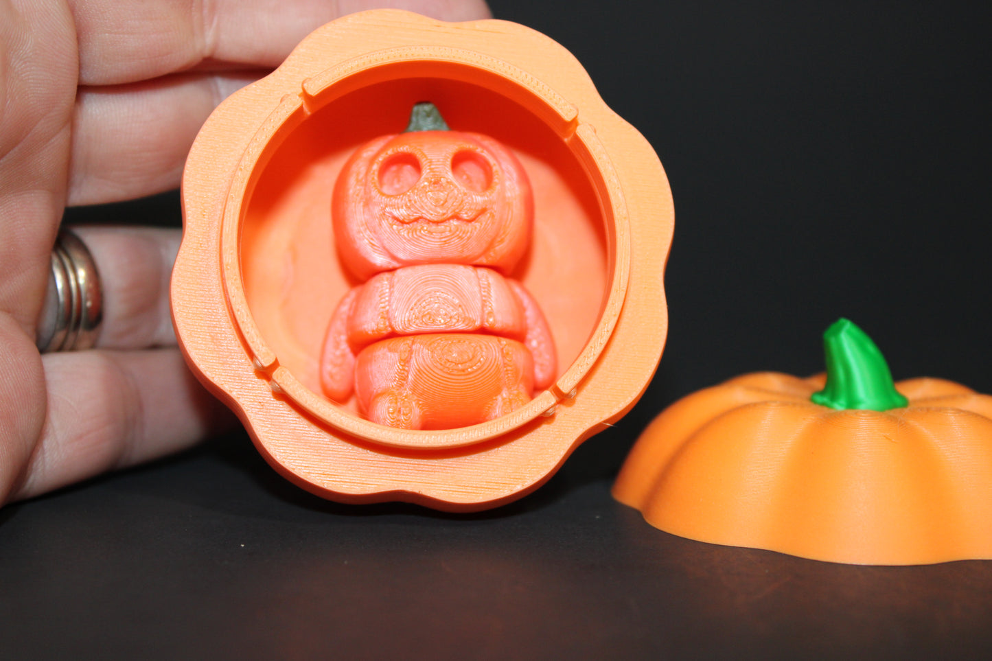 Pumpkin Mini with Pumpkin Container 2.5 inches tall-3D Printed Articulated Fidget Toys - Wonderland 3D Printing