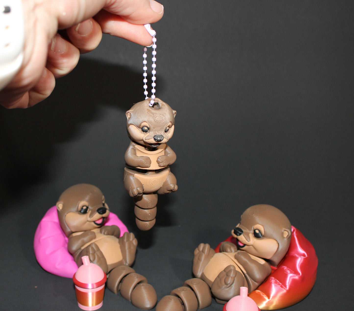 Floaty Baby Otter 3D Printed Articulated Flexi Fidget Figurine - Wonderland 3D Printing