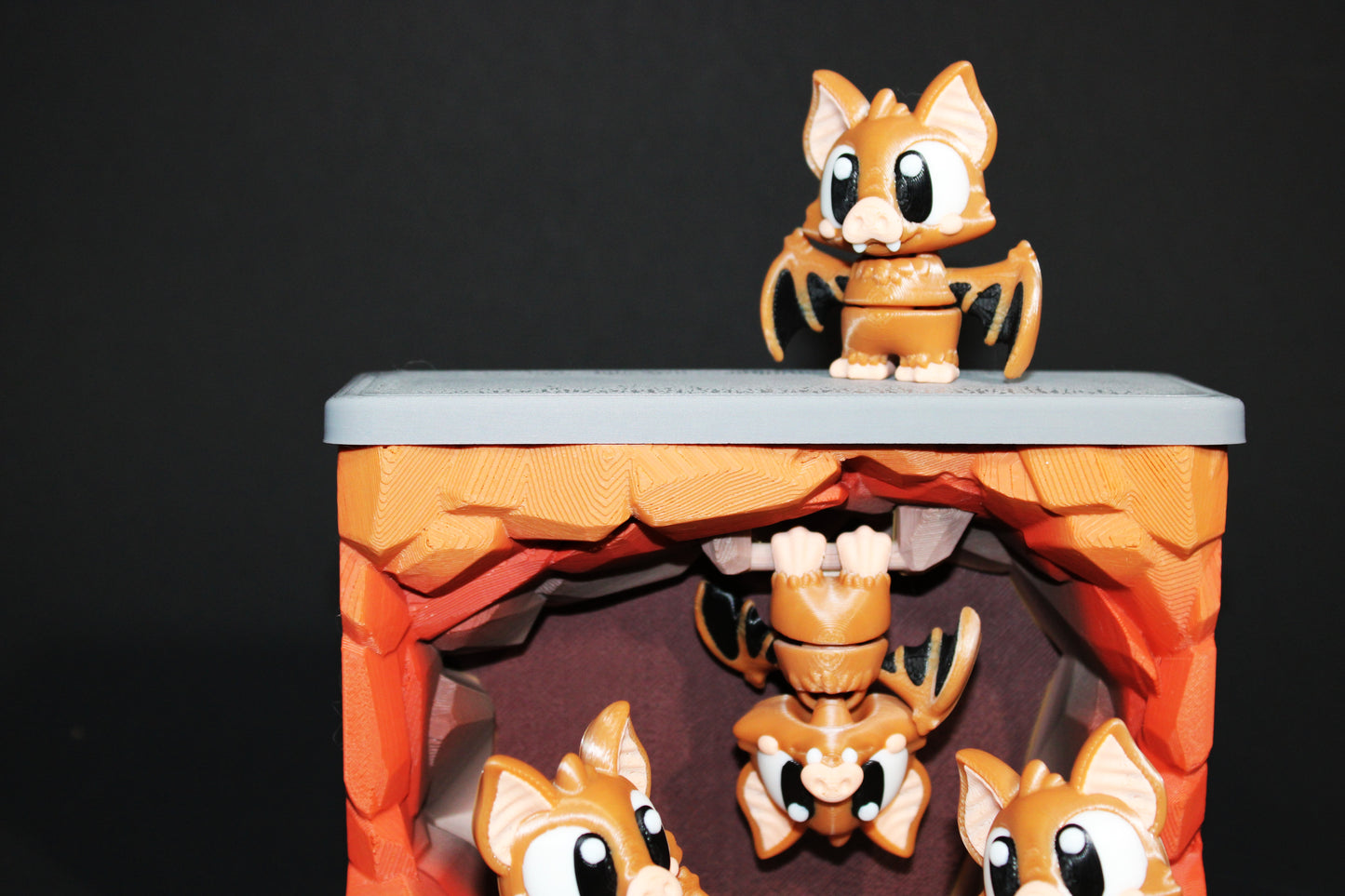 3D Printed Bat Cave Set: Includes 3 Standing Bats and 1 Hanging Bat- Fidget Toy - Wonderland 3D Printing