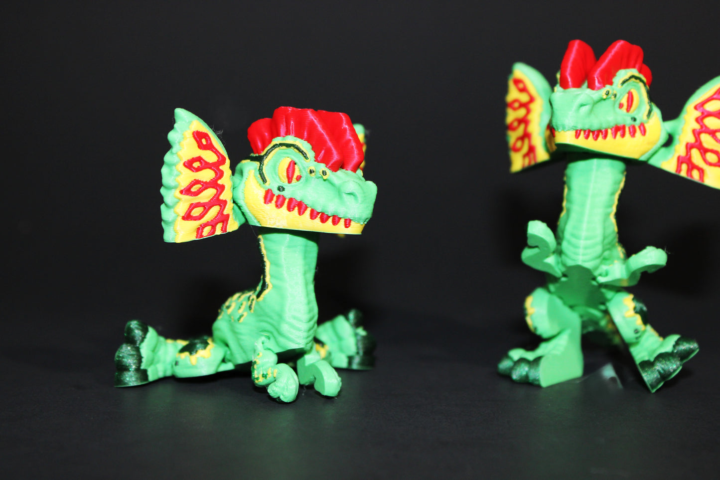 Mini 3D Printed Flexi Dilophosaurus Articulated 3.25 inches Tall - Wonderland 3D Printing
