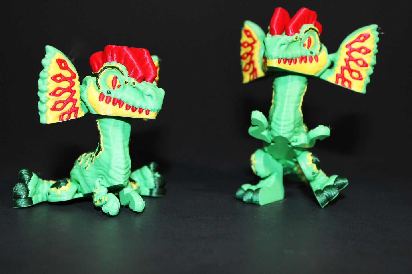 Mini 3D Printed Flexi Dilophosaurus Articulated 3.25 inches Tall - Wonderland 3D Printing