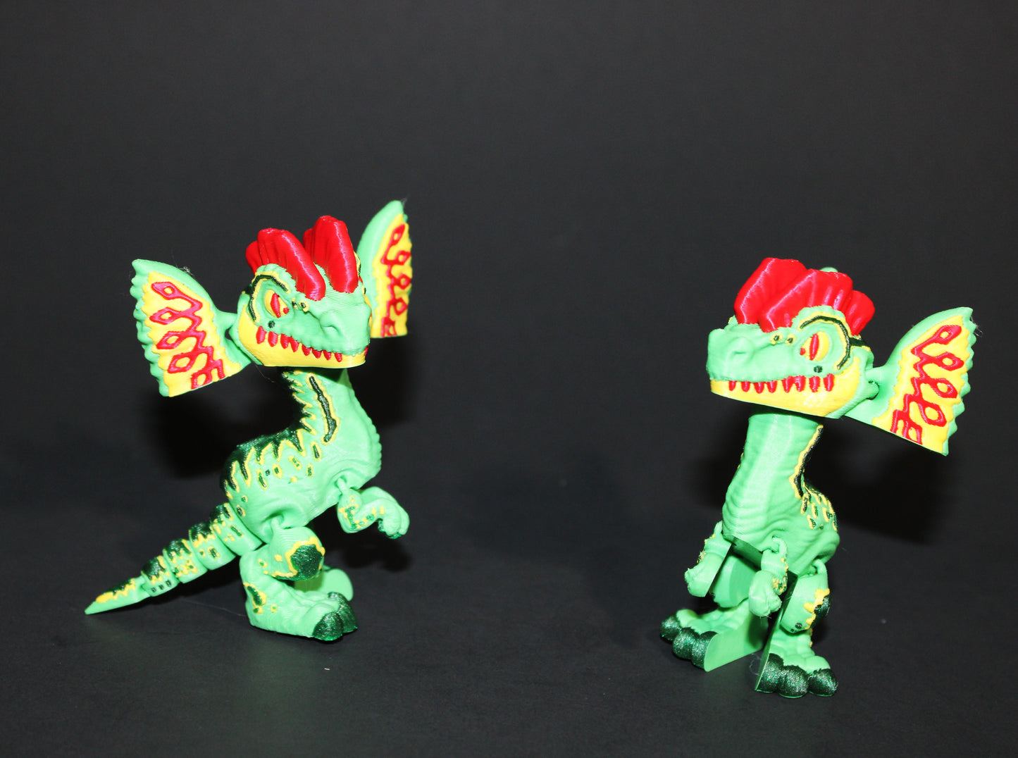 Mini 3D Printed Flexi Dilophosaurus Articulated 3.25 inches Tall - Wonderland 3D Printing