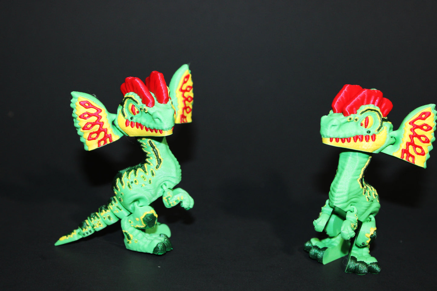 Mini 3D Printed Flexi Dilophosaurus Articulated 3.25 inches Tall - Wonderland 3D Printing