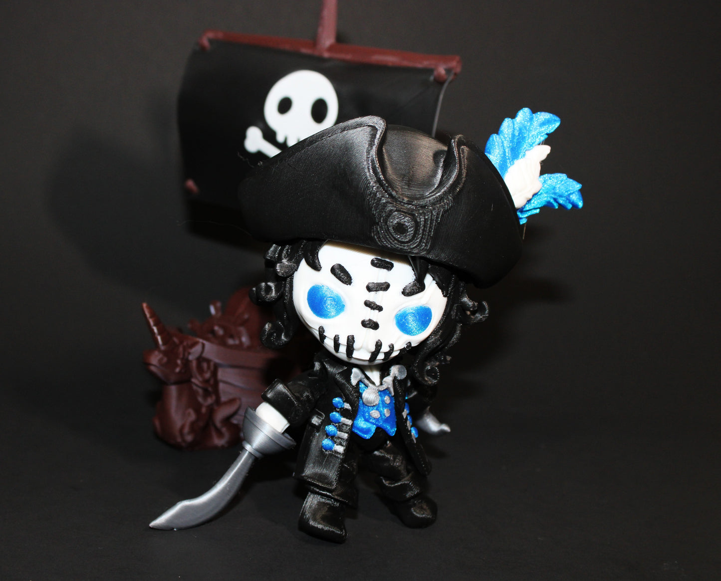 Twisty Pirate Captain and Ship- Flexi Fidget Toy Set:3D Printed - Wonderland 3D Printing