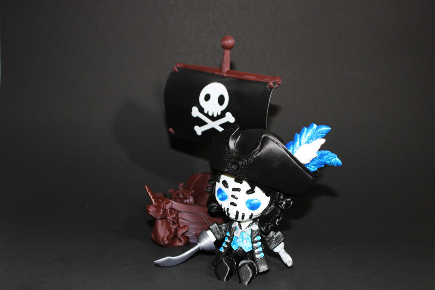 Twisty Pirate Captain and Ship- Flexi Fidget Toy Set:3D Printed - Wonderland 3D Printing