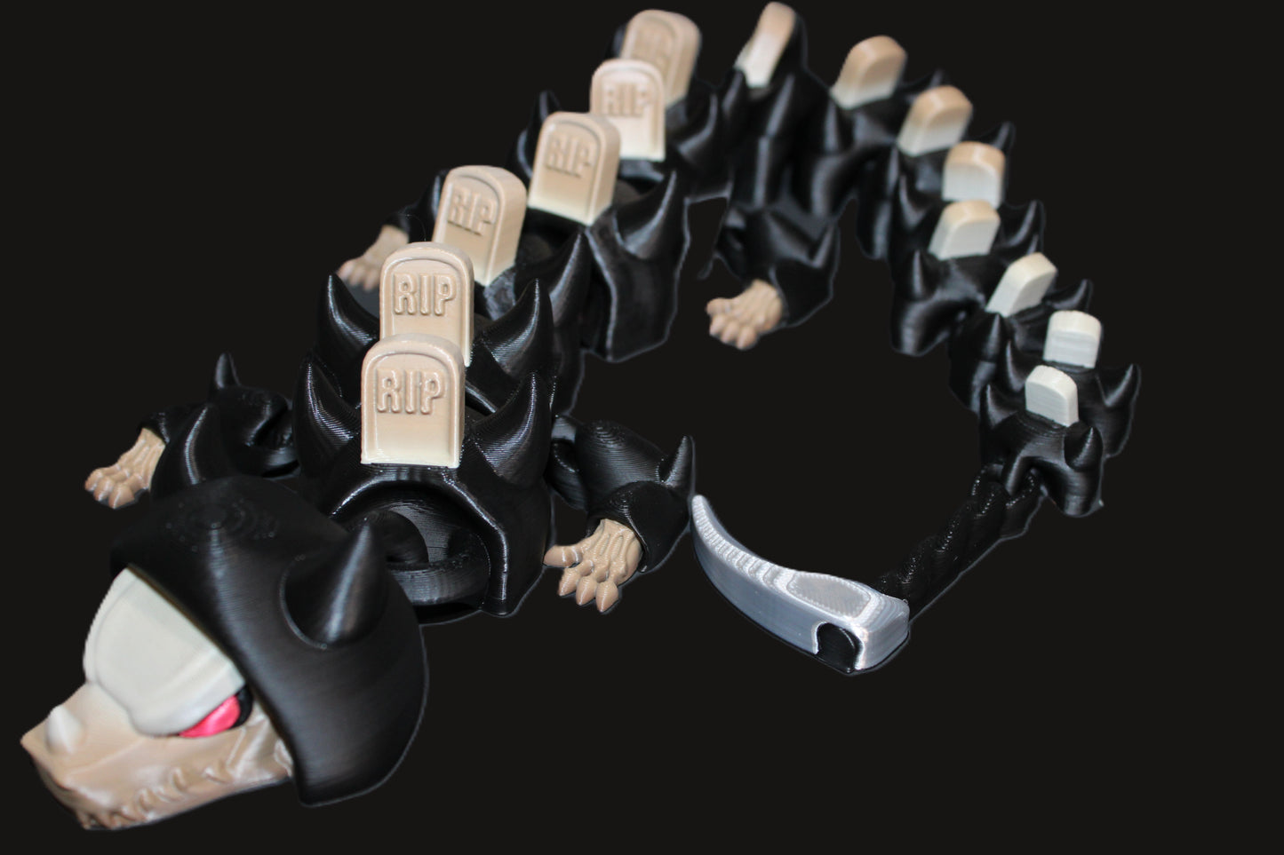 Grim Reaper Dragon 18.5" Long 3D Printed Articulated Figurine - Wonderland 3D Printing