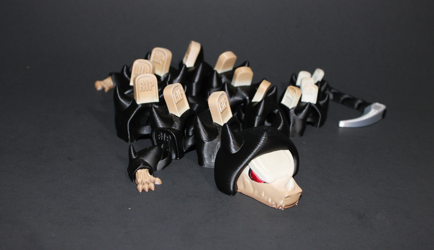 Grim Reaper Dragon 18.5" Long 3D Printed Articulated Figurine - Wonderland 3D Printing