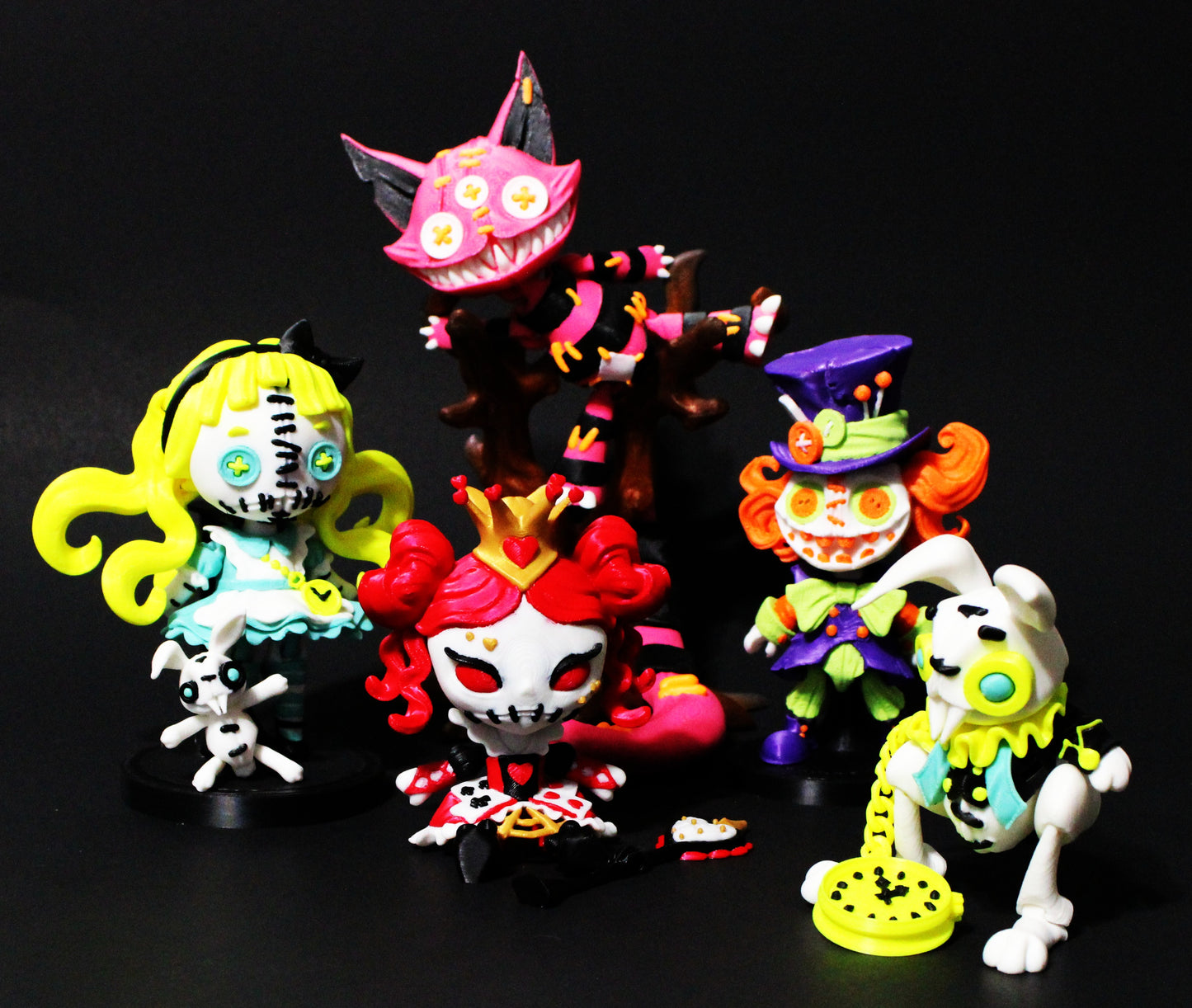 Wonderland Fidget Toy Set: Alice, Caterpillar, Hatter, Cat, Rabbit, Queen - 3D Printed - Wonderland 3D Printing