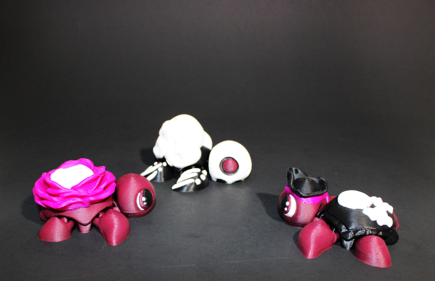 3D Printed Articulated Turtle Fidget Toy - Spooky Styles 2.5 inches - Wonderland 3D Printing