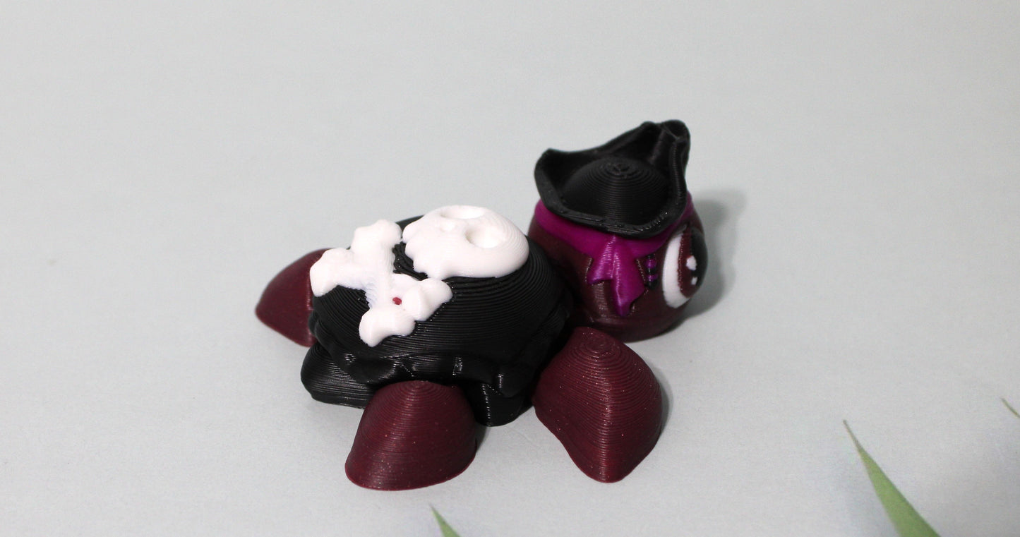 3D Printed Articulated Turtle Fidget Toy - Spooky Styles 2.5 inches - Wonderland 3D Printing